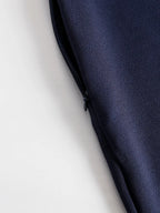 Sleek Navy Cold-Shoulder Midi Dress With Keyhole Detail