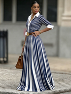 Stylish And Elegant Artistic Striped Maxi Dress