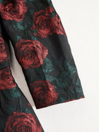 Elegant Jacquard Rose Print Midi Dress