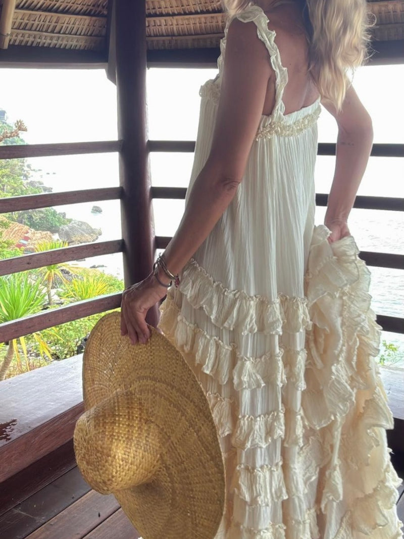 Bohemian Ruffled Tiered Maxi Dress
