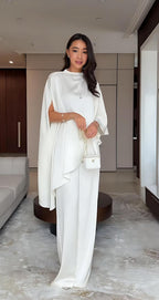 Cape Sleeve Wide-Leg Pants Set