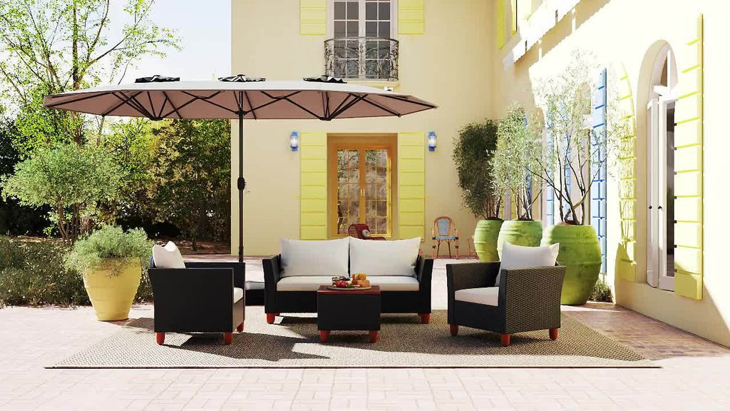 Large Heavy-Duty Patio Umbrella with Base