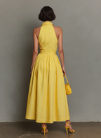 Women's Minimalist Striped Lapel Sleeveless Maxi Dress MDZ1099D5Y