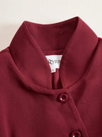 Elegant Band Collar Button-Down Midi Dress With Belt