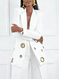 Women's Asymmetric Hem And Metal Grommet Accents Or Pants