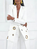 Women's Asymmetric Hem And Metal Grommet Accents Or Pants