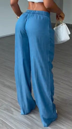 Tencel Pleated Wide-Leg Trousers