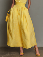 Women's Minimalist Striped Lapel Sleeveless Maxi Dress MDZ1099D5Y