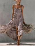 Purple lace-trimmed slit camisole maxi dress