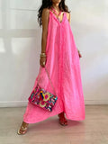 Linen Spaghetti Strap Boho Maxi Dress