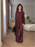 Cape Sleeve Wide-Leg Pants Set
