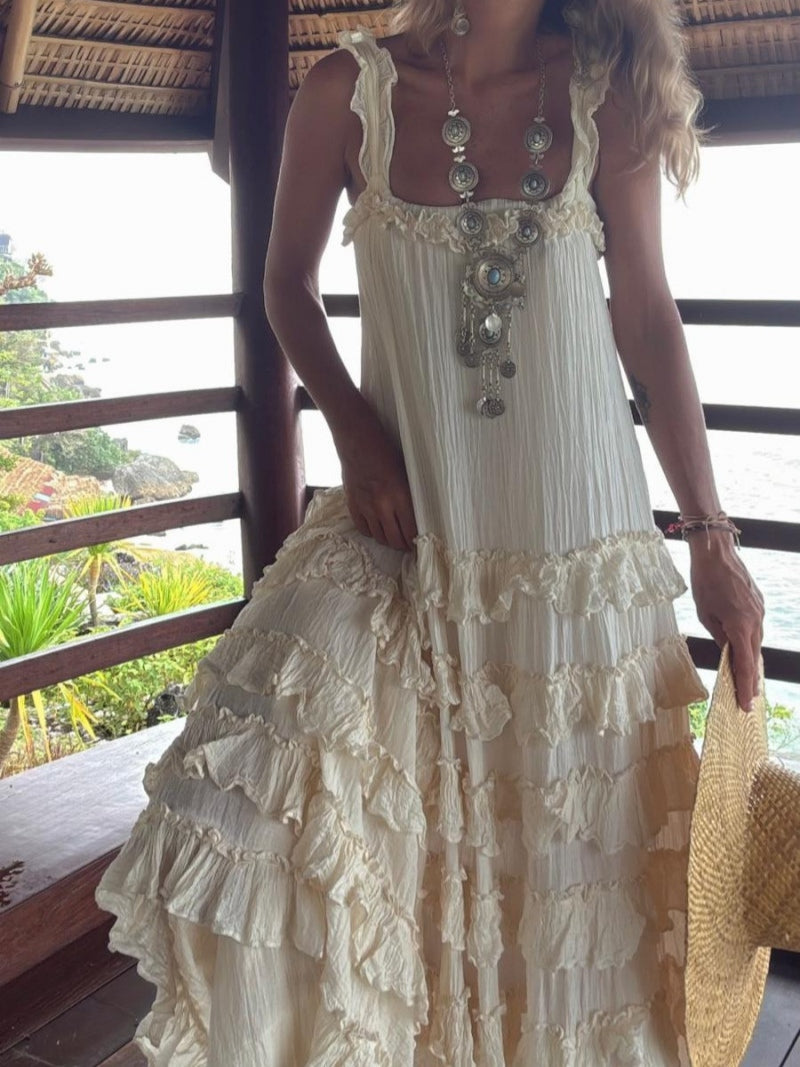 Bohemian Ruffled Tiered Maxi Dress