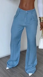 Tencel Pleated Wide-Leg Trousers