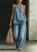 Women's Fashion Cozy Minimalist Two-piece Denim Set