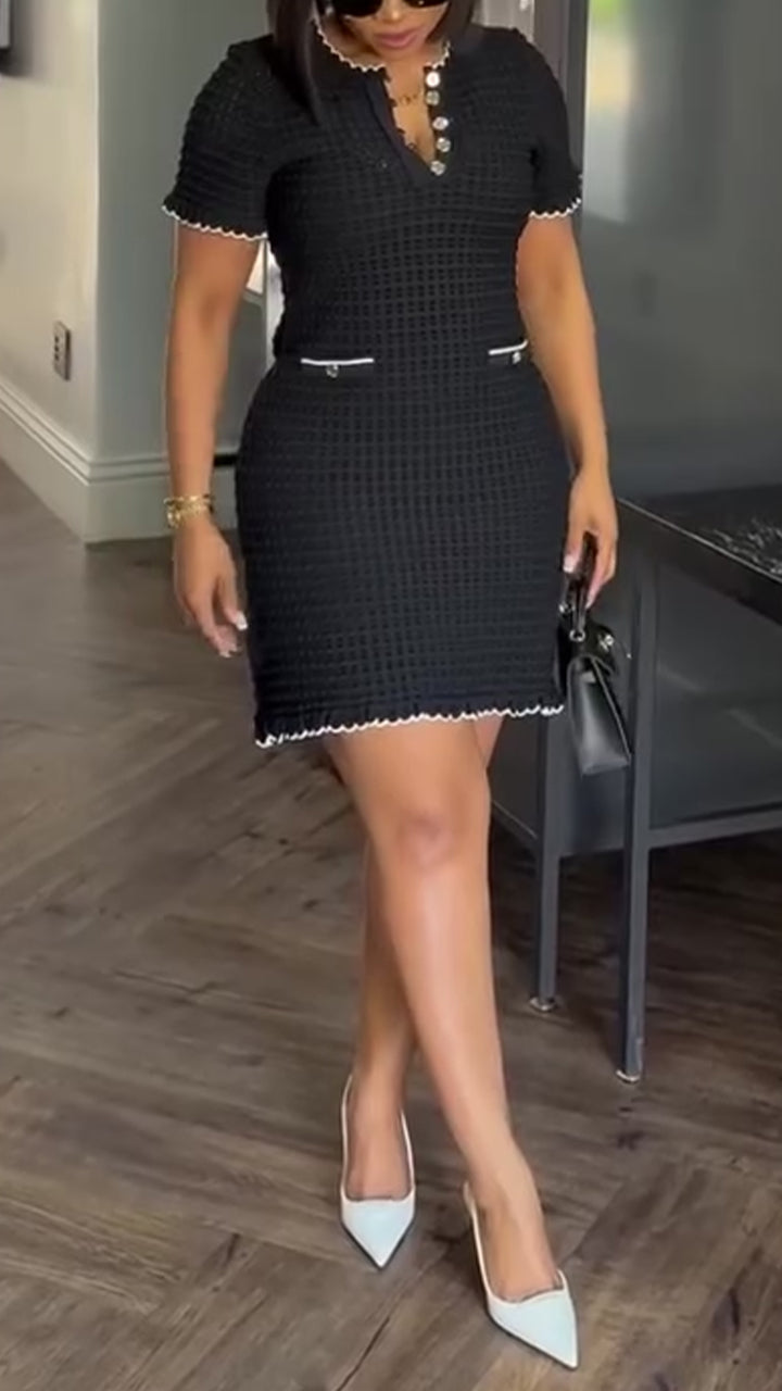 Womens Round Neck Elegant Temperament Dress