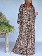 Elegant & Cozy Loose-fit Leopard Print Dress