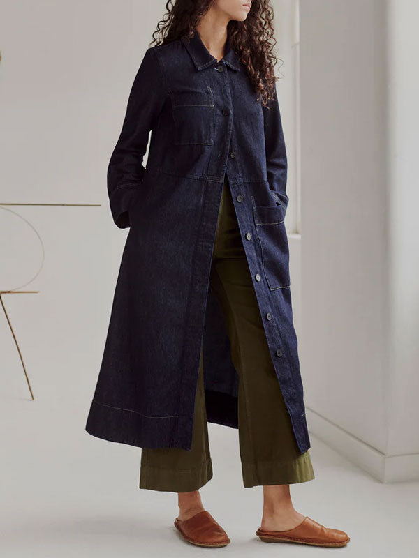 Vintage Casual Wearable Women's Long Denim Jacket