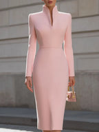 Elegant Pink Sculpted Dress