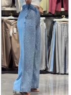 Casual, Sparkling Rhinestone Tencel Denim Jeans