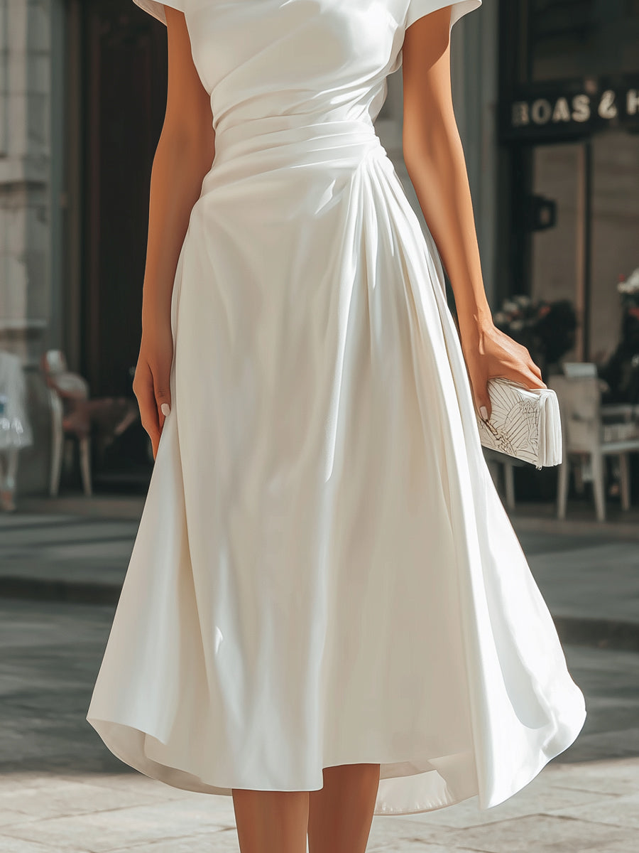 Draped Asymmetric Midi Dress
