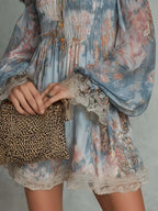Romantic Floral Off-Shoulder Ruched Chiffon Mini Dress