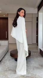 Cape Sleeve Wide-Leg Pants Set