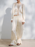 The Ivory Satin Lace Harem Set