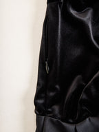 Elegant Black Velvet And Satin Midi Dress