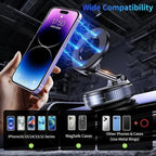 Universal Magnetic Car Phone Holder Strong Vacuum Suction Cup Mount for All Smartphones & Vehicles Foldable Design Works on Dashboard Gym & Bathroom Mirrors