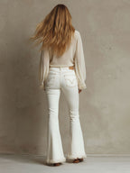 White Frayed-hem Flared Jeans