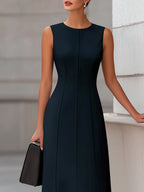 Sleeveless Seam Sculpted Front Slit Maxi Dress