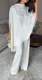 Cape Sleeve Wide-Leg Pants Set