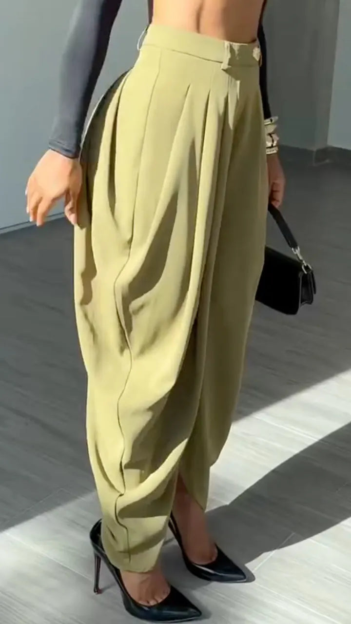 Draped Pleated Harem Trousers