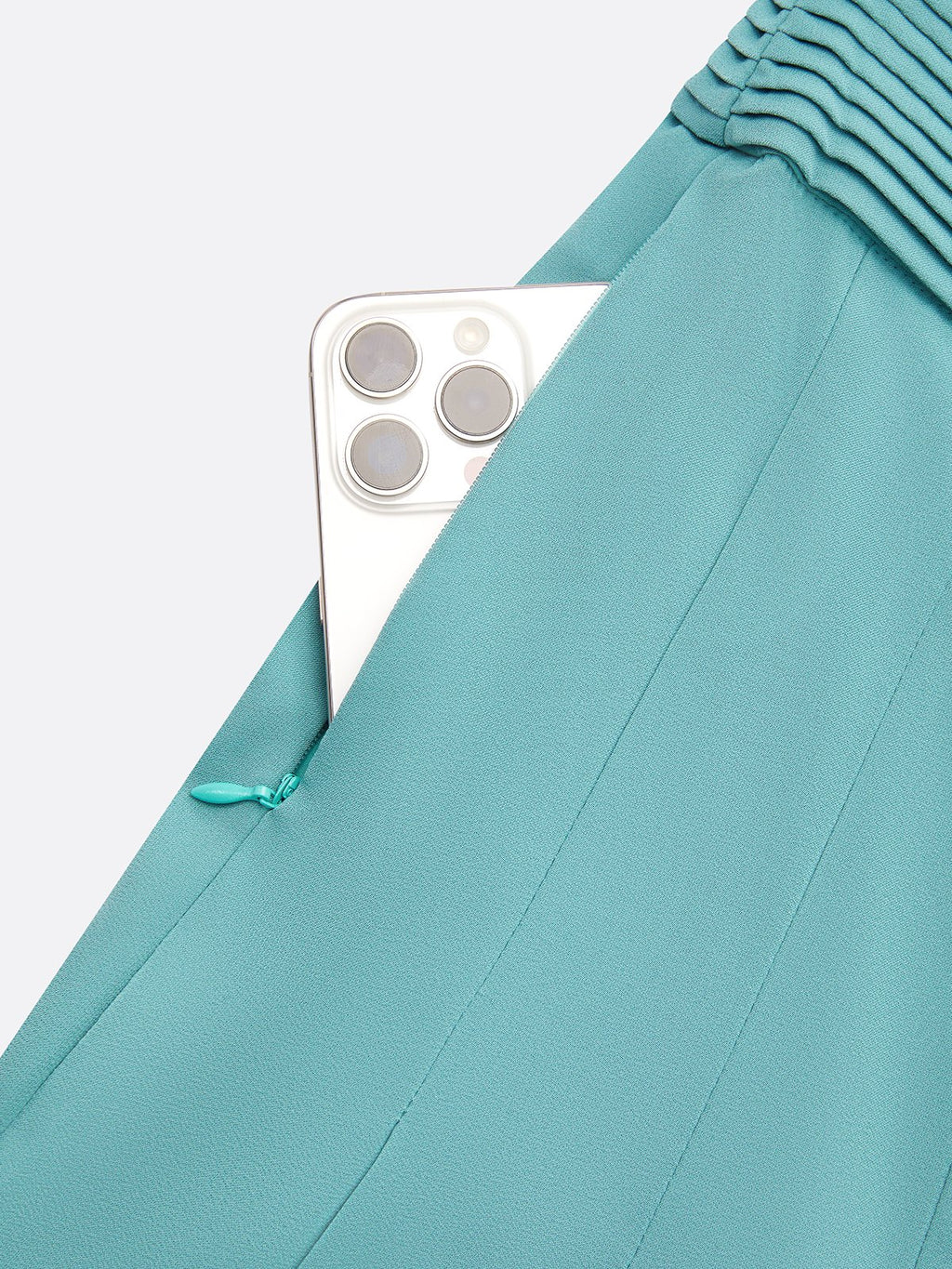 Women Cyan Ruched Halter Mock Neck Sleeveless Dressy Jumpsuit