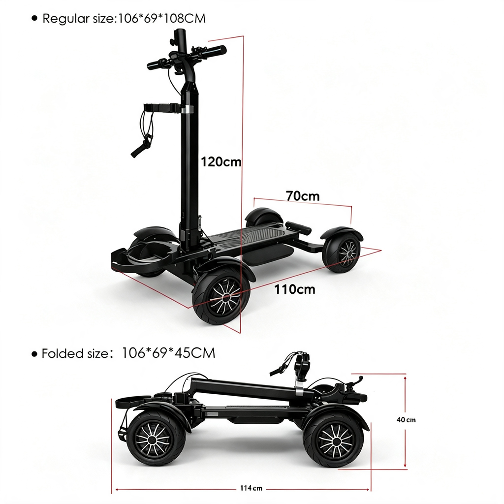 Foldable 4 Wheel Electric Golf Scooter Rideable Golf Trolley