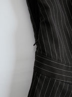Black Pinstripe Suspender Wide-Leg Jumpsuit