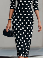 Black & White Polka Dot Midi Sheath Dress