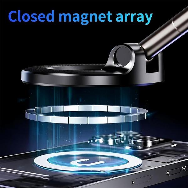 Universal Magnetic Car Phone Holder Strong Vacuum Suction Cup Mount for All Smartphones & Vehicles Foldable Design Works on Dashboard Gym & Bathroom Mirrors