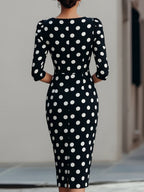 Black & White Polka Dot Midi Sheath Dress