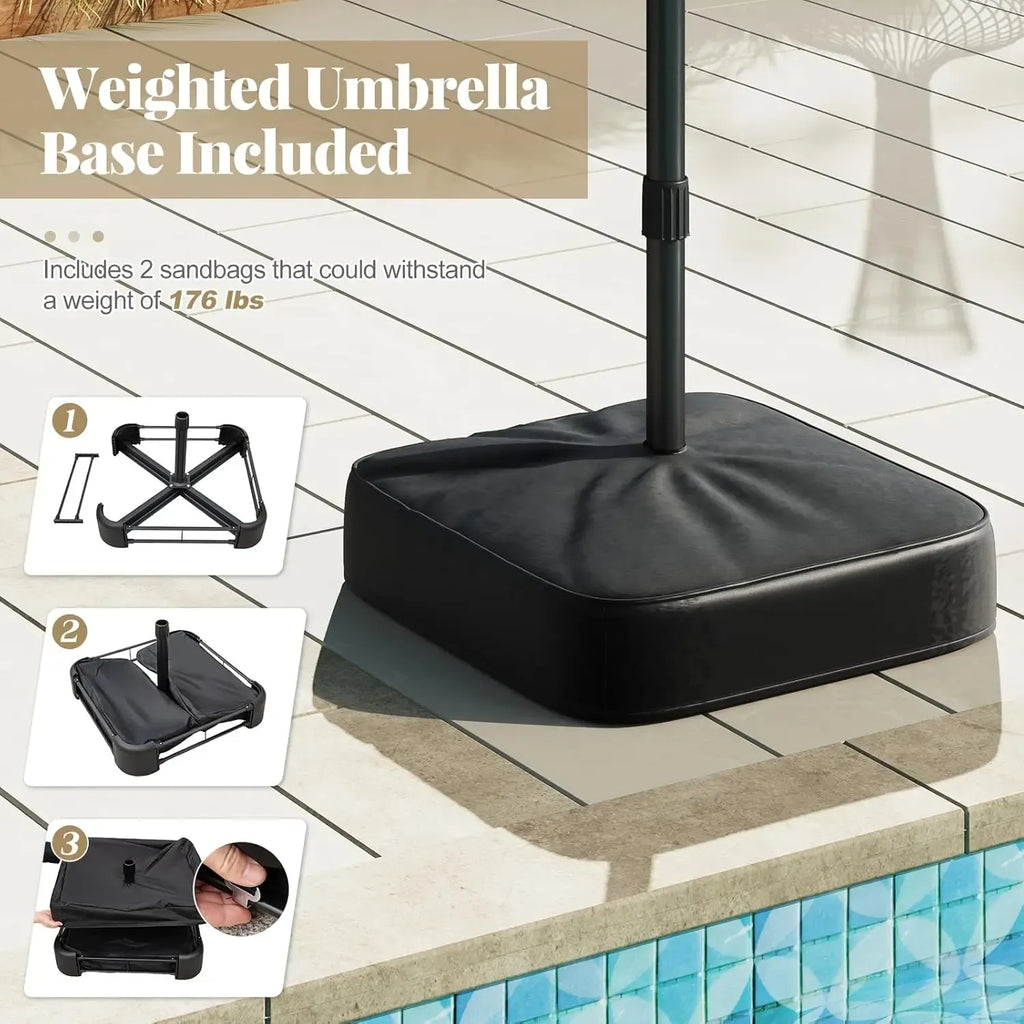 Large Heavy-Duty Patio Umbrella with Base