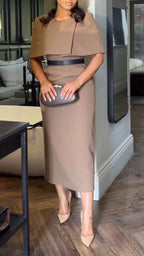 Women Round Neck Patchwork Elegant Temperament Dress