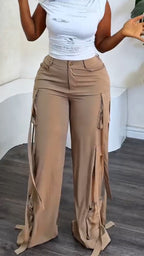 Women Diagonal Collar Top + Pants Casual Suit