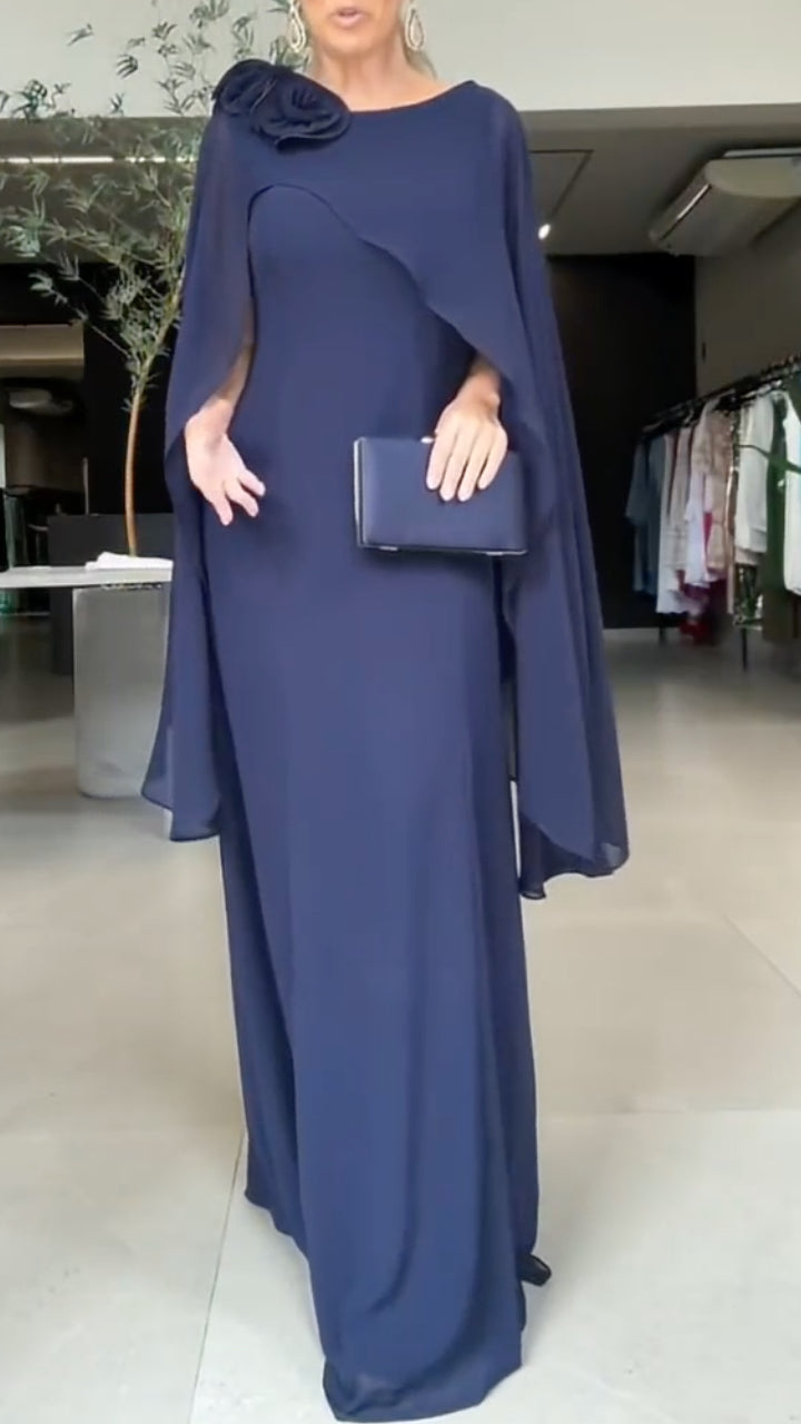 Formal Chiffon Evening Gown with 3D Flower