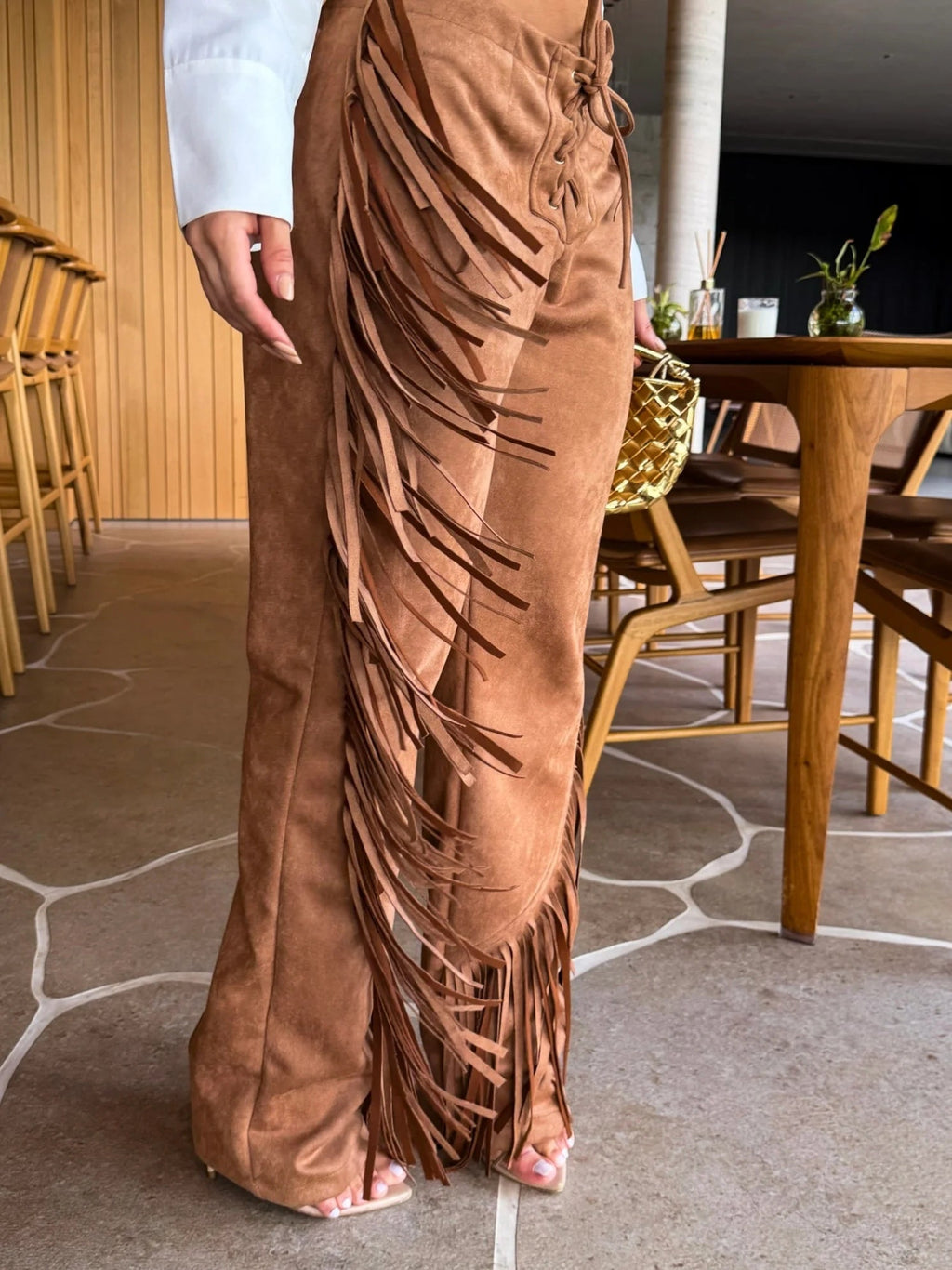 Western Fringe Wide-Leg Pants
