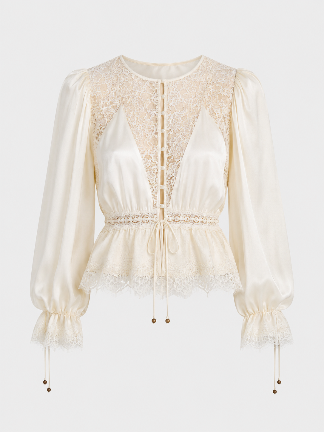 The Ivory Satin Lace Harem Set