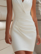 Sleeveless Ruched Waist Tailored Blazer Mini Dress