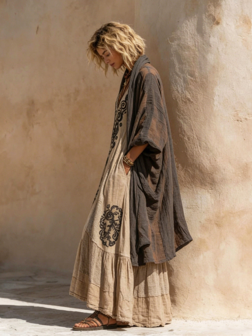 Women's Bohemian-Style Linen-Cotton Two-Piece Set — Vintage Loose Shirt & Dress Ensemble