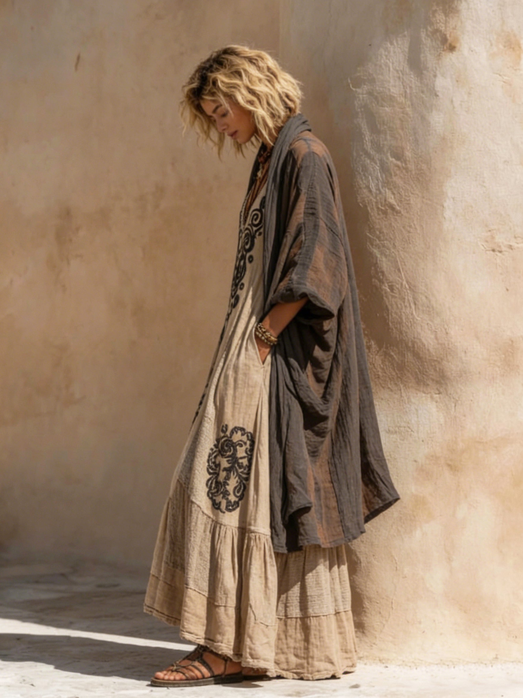 Women's Bohemian-Style Linen-Cotton Two-Piece Set — Vintage Loose Shirt & Dress Ensemble