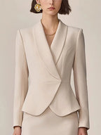 【24-hour shipping out】High-End Fashion Temperament Lapel Beige Suit