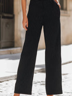 Black Pinstripe Suspender Wide-Leg Jumpsuit